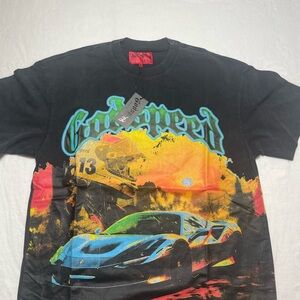 Black Graphic T-Shirt with Car Design